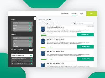 Product Search app filters search search bar side bar sidebar