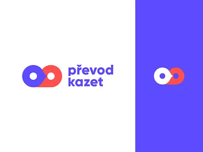 Převod Kazet - Logotype blue brand branding clean colorful conversion design flat icon lockup logo mark red symbol transfer type typography vector