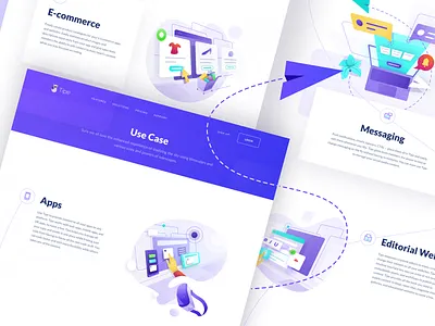 Use Case Page bot case study character dashboard editorial hero icon illustration isometric landing laptop page shopping cart ui use case web web design