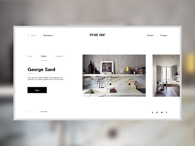 Rent Me — Rental Concept apartment art concept design grid interaction interface interior layout logo minimal rent typography ui ux web webdesign website