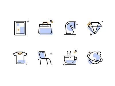 Icons bag cup earth frame horse icon shirt