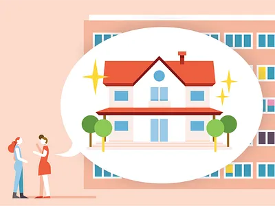Council Estate conceptual digital editorial folioart house illustration kikiljung vector