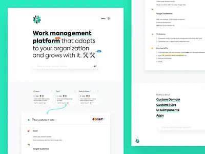 Fibery clean design landing typography ui web website