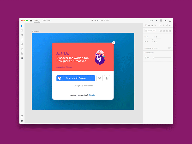 Dribbble for Adobe XD integrations