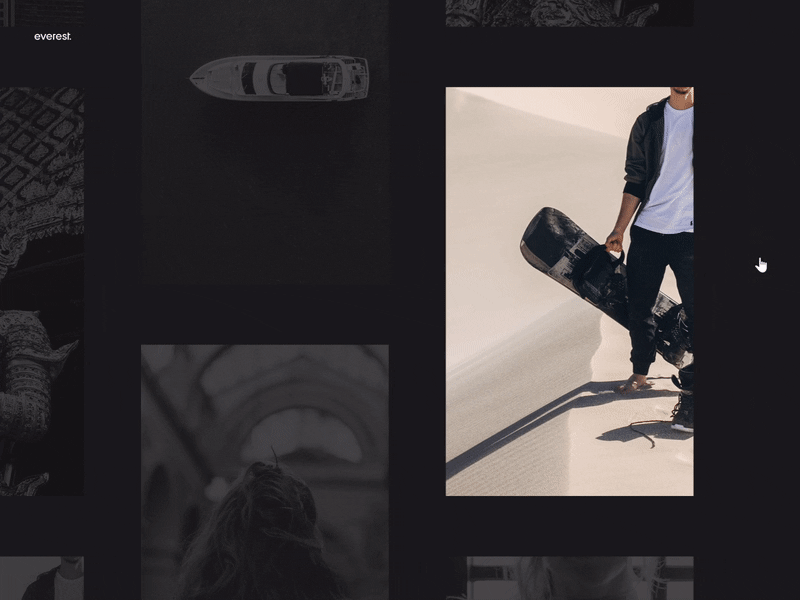 Everest Website — 004 animation deformation folio javascript motion portfolio transition wave webgl