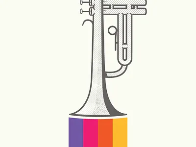 Miles Davis #FakePoster brass colors concert design fake follow me halftone instrument miles davis music poster rainbow sound trumpet valves