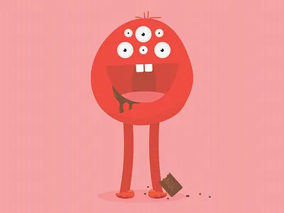 Chocolate Monster chocolate color eyes food happy melted monster red stripes