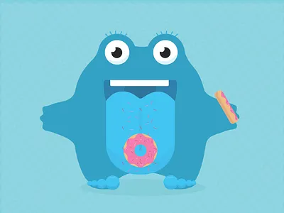 Donut Monster blue donuts food illustration monster sprinkles