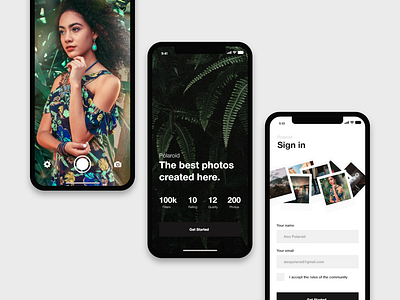 Polaroid | Mobile photo animation app art black dark design digital mentalstack minimalist photo typography ui ux