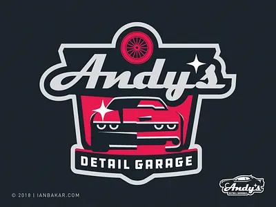 Challenger's in the Details auto body bodyshop branding car carshop logo mechanic retro shop wheels