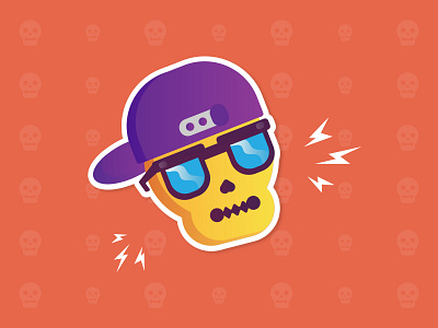 Cool Skull Dude!! colorful design dribbble dude funky halloween illustration simple skull sticker sticker mule sunglasses thunder vector