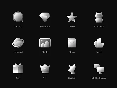 TV icon diamond gift hiwow icon internet photo planet rank robot save search signal star store vip