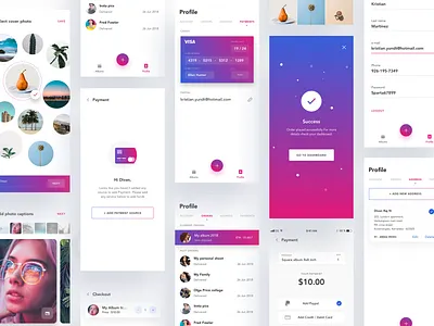 Photo album printing app animation checkout cover photo credit card dashboard edit empty states illustration ios payment photo app photo editing photoshop portfolio poster print album profile success