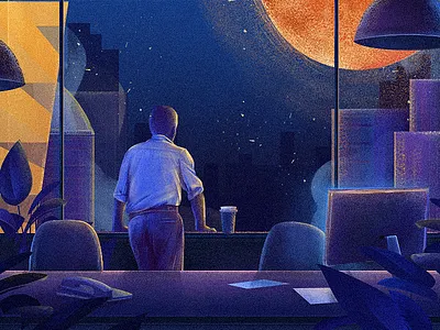 Before dawn-04 blue blue and yellow design color design dribbble illustration illustrations style ui work