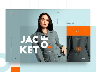Vintage Jacket Shop UI animation cloth concept fashion graphicdesign icon illustration interface landing layout logo shop typography ui ux web webdesign webpage website