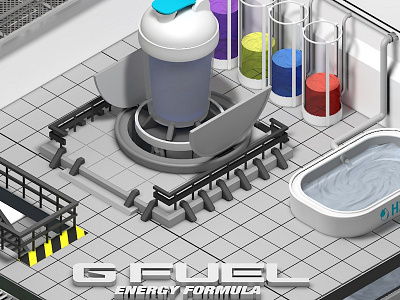 GFUEL Isometric Advertisement 3d advertisement advertising branding gfuel isometric models twitter twitter header