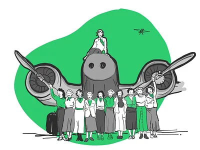 International Girls In Aviation Day apple pencil aviation girls illustration instagram international day ipad pro travel womeninaviation