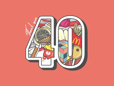 40k 40k dribbble flat icon illustration instagram milestone shot stroke thank you thousand type vector