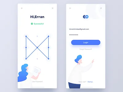Login2 app blue clean illustration ios ios11 iphone iphonex login touchid ue ui
