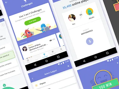 Live challenges character e learning ed tech game gamification illistration interaction learning app student study ui