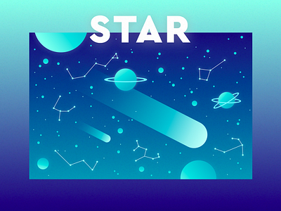 Inktober day 8 - Star blue galaxy gradient illustration inktober inktober2018 planet star
