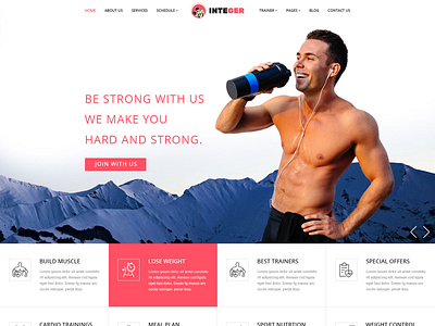 Integer Yoga Gym Website Psd fitness gym gym psd gym template gym website osd template psd ui ux web design website website psd yoga
