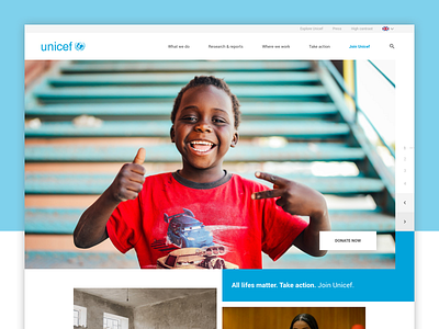 Unicef concept redesign charity concept design flat interface redesign sketch slider ui unicef user experience user interface ux web web design webdesign website
