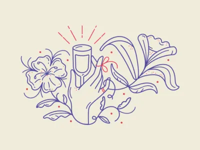 Holy Grail delicate design drawing drinks flowers grail hand hands illistration line work lines logo mark pattern ring wine