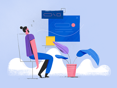 Hello Monday! designer grain illustration latvia man monday people plants texture ui