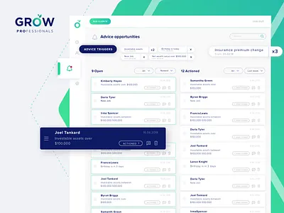 GROW Professionals Advice Opportunities adviser design fin tech grow grow super ui uiux design ux visual design