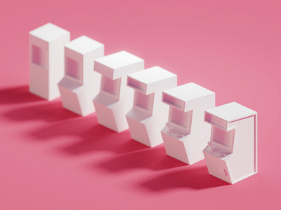 Arcade arcade b3d blender game illustration isometric low poly retro