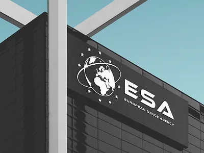 European Space Agency Logo agency agency branding billboard black brand identity branding concept design europe flag galaxy government identity logo modern orbit outerspace simple space website