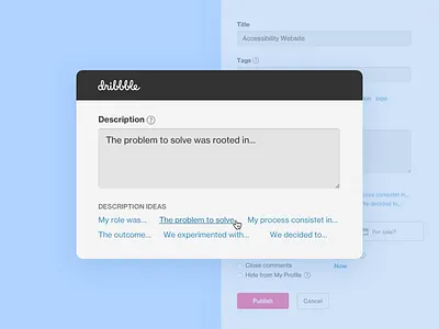 Dribbble Descriptions [Idea] case study concept design dribbble idea process product