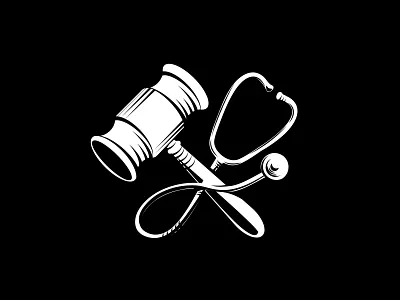 Gavel & Stethascope blackandwhite consulting contrast design gavel illustration law medical monochromatic nurse stethascope vector
