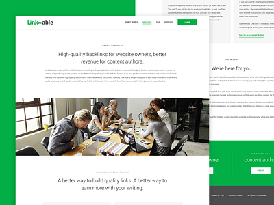 Link-Able: About Page about us backlink green minimal seo simple tech ui ux web design website