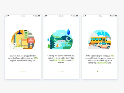 Onboarding Design for ThinkEco app app buildings cars circle city drawings energy efficiency illustration interface ios onboarding school sketch ui ux design water