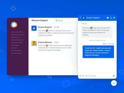 Acquire & Slack Integration 2018 acquire acquire.io banner integration live chat slack ui ux