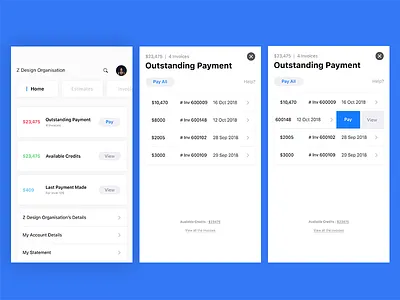 Outstanding Payment Screen | Client Portal Zoho