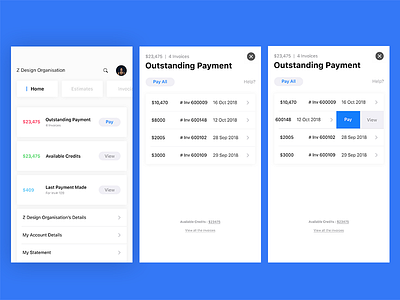 Outstanding Payment Screen | Client Portal Zoho
