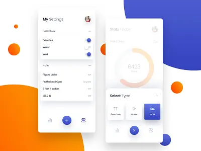 Workout settings & add new mobile app screens adobe xd app dashboard design figma fitness gym ios minimal photoshop sketch ui ui kit user experience ux walk workout