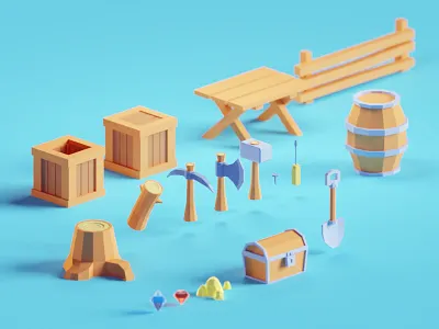 Random Props assets b3d blender illustration isometric low poly props