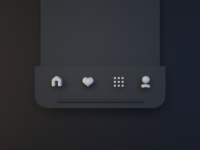 Tab Bar Rounded 3D Icons 3d app cinema 4d icon iphone navigation tab bar ui