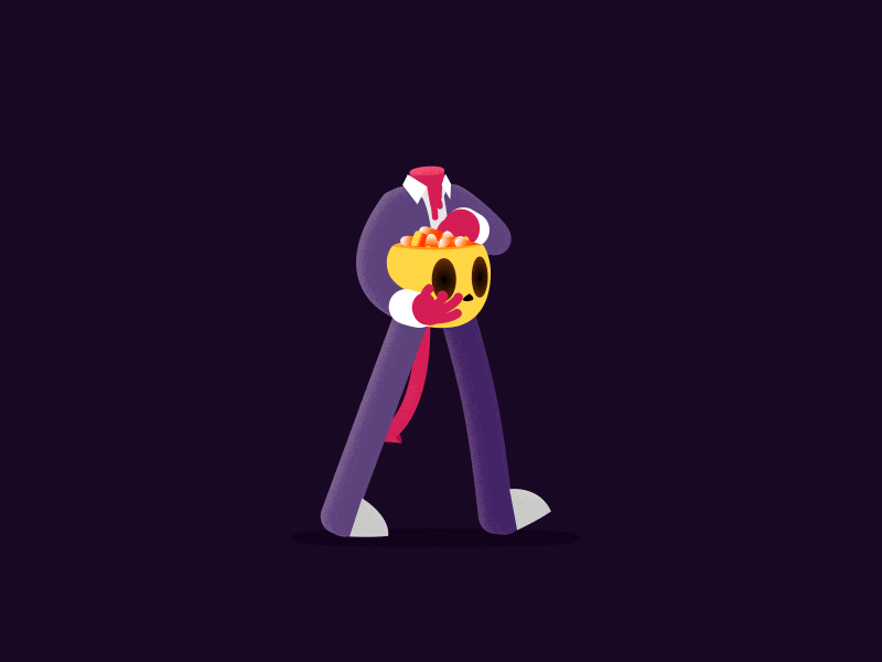 Feed my demon (freebie) 2d animation candy character cute eat freebie halloween illustration isometric pumpkin walk