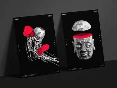 Restless Curiosity posters black branding curiosity dark graphic design poster poster design restless visual art