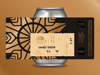 LTD AF beer brewery can crowler gold lockup minneapolis packaging premium theater ticket