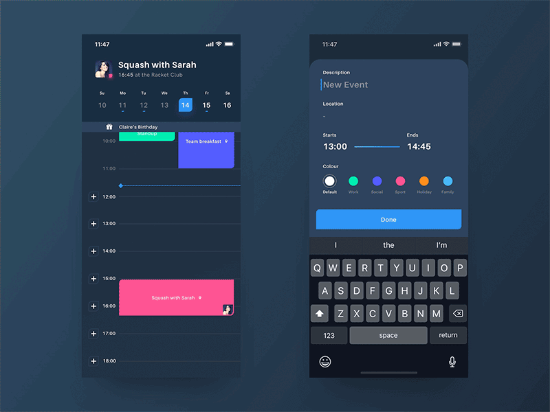 Dark or Light? ae animation app calendar clean color concept dark design event flat ios layout light mobile task typography ui utility ux