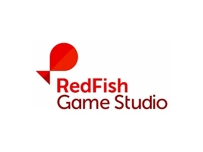 Red Fish game studio logo design entertainment fish flat 2d geometric games developer gaming logo logo design marine life nature natural red sea ocean studio agency underwater wild animals vector icon mark symbol