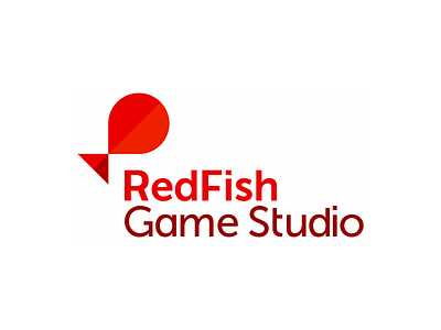 Red Fish game studio logo design entertainment fish flat 2d geometric games developer gaming logo logo design marine life nature natural red sea ocean studio agency underwater wild animals vector icon mark symbol