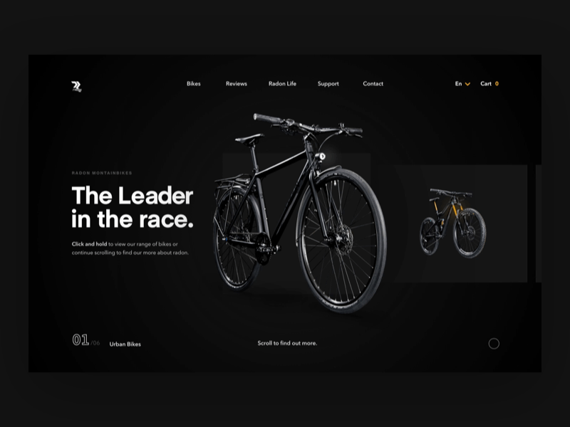 Radon Principle Prototype bike drag interaction makereign mtb principle transition typography ui web