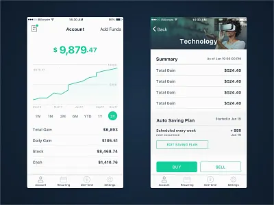 iBillioanire dashboard billionaire dashboard design fintech invest investment money portfolio share stock ui deisgn ux design